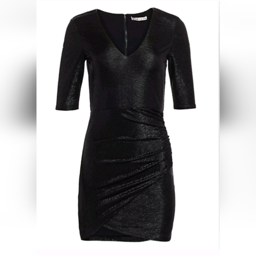 Alice + Olivia Judy Ruched Metallic Dress Size 10 NWT - Picture 12 of 14